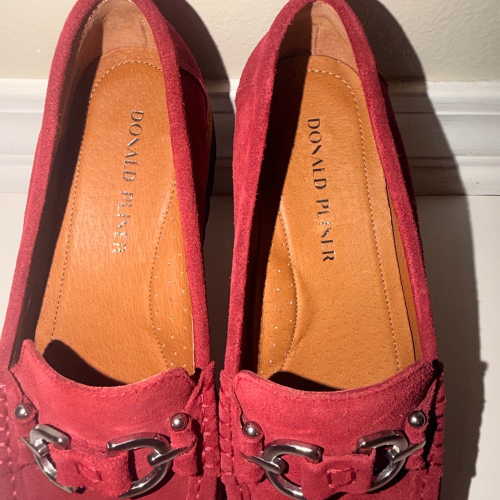 Donald Pliner Helio Red Suede Horsebit Leather Loafers - Picture 3 of 10